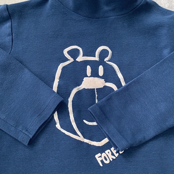 Zara 2/3 Blue Bear Mock Neck Shirt EUC Boys Top - Picture 4 of 11